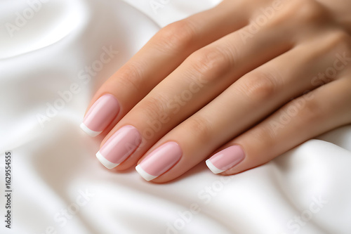 Wallpaper Mural Elegant French manicure showcasing timeless white-tipped polished nail style Torontodigital.ca