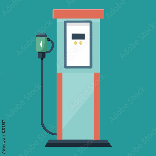 A public charging kiosk for electric vehicles vector on colorful background.
