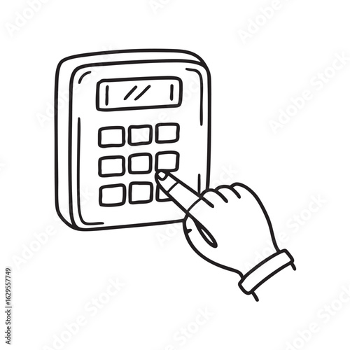 Doodle illustration of fingers entering a code on a keypad
