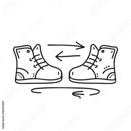 doodle illustration a pair of shoes facing one another left and right