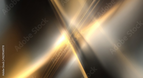 Light beams in the shape of an X, with a light amber and silver color gradient, creating a cinematic effect