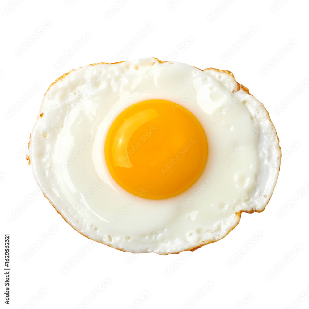 A perfectly cooked fried egg with a vibrant yellow yolk and a glossy white egg white surrounding it. A perfectly cooked fried egg with a vibrant yellow yolk and a glossy white egg white surrounding it.