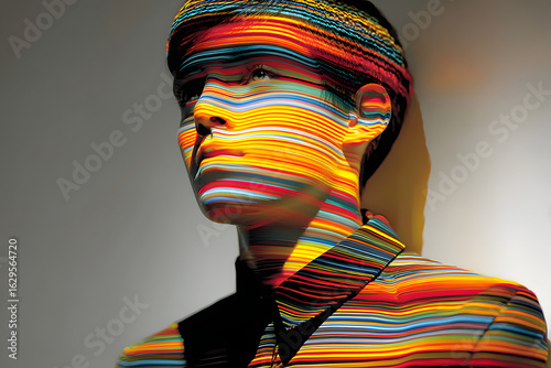 human in color stripes