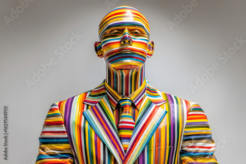 human in color stripes