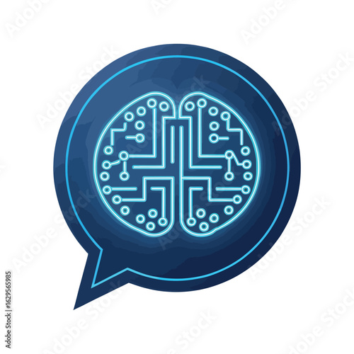 Digital Brainwave: The image features a digitally stylized brain within a speech bubble, representing thoughts, ideas, and the power of the mind in a technological context.