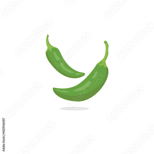 green chili vector art. green hot chili paper vector illustration. green hot chili pepper icon on white background