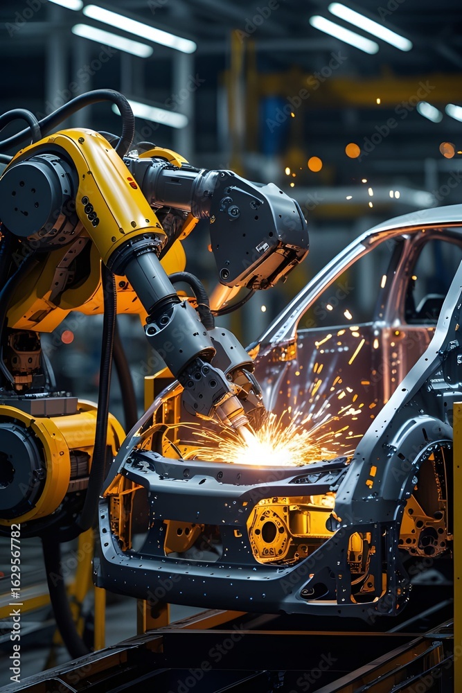 Fototapeta premium AI Generative. Automated Welding in Car Manufacturing. 4