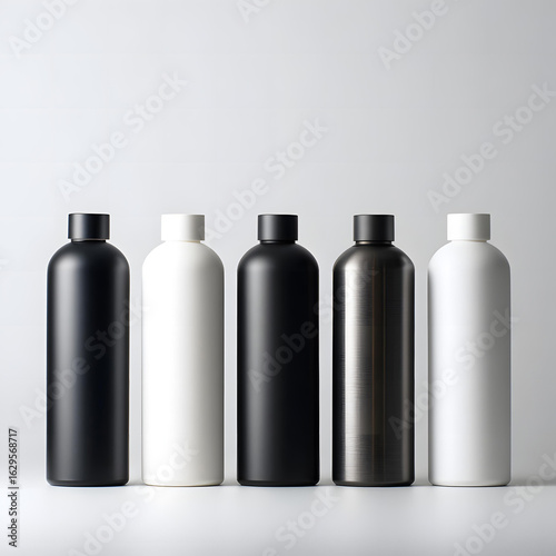 Stylish and minimal cosmetic dispenser bottle for skincare and beauty branding - generative ai