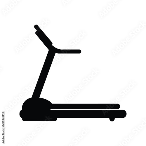 Silhouette of a modern treadmill for cardio exercise isolated on white background