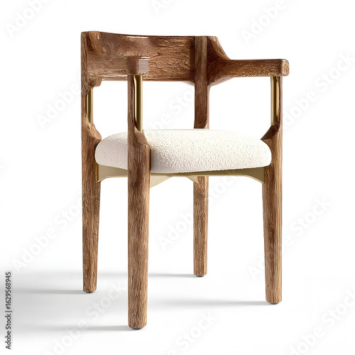 Elegant oak wood chair with luxurious brass accents and contemporary craftsmanship - generative ai