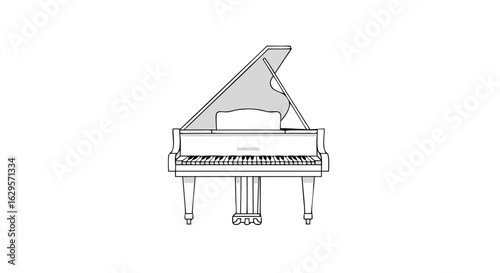 Elegant grand piano vector illustration showcasing musical artistry and design precision symbolizing harmony creating a visual symphony on canvas