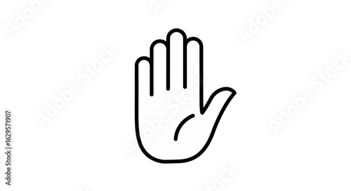 Minimalist Black Outline of an Open Hand Showing Five Fingers.