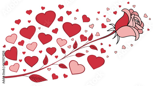 Rose heart vector graphic for valentine's day love romance wedding anniversary floral design illustration