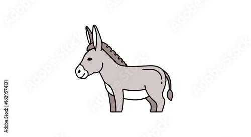 Cartoon Donkey Illustration on a White Background Character for Children's Material