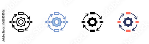Process Diagram icon sheet multiple style collection