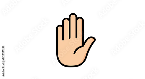 Stylized cartoon hand with fingers raised in a stop gesture.