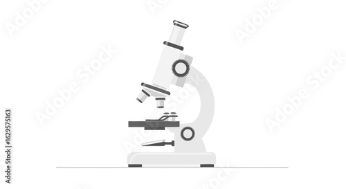 Detailed Vector Illustration of a White Microscope on a Clean Background for Science Study