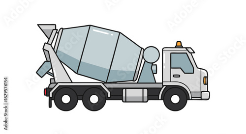 Cartoonish concrete mixer truck illustration for construction or transportation themed projects