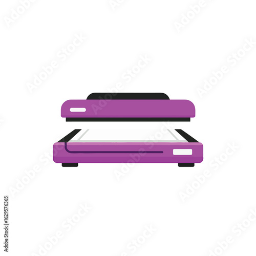 Purple Flatbed Scanner Illustration - Office Equipment