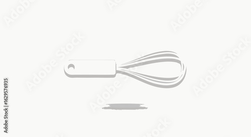 Minimalist Culinary Tool: A Modern Whisk Design with Clean Lines and Soft Shadows for Culinary Arts Illustration