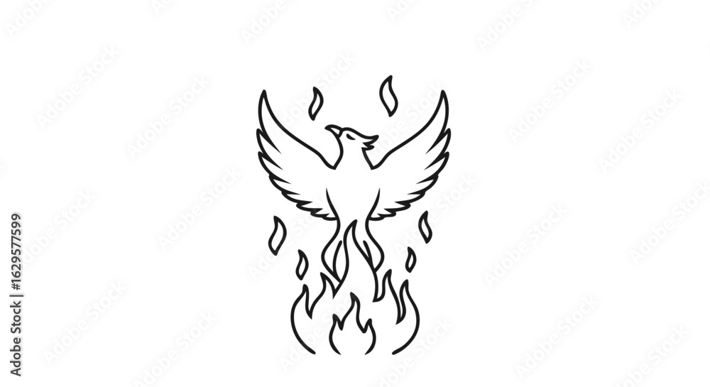 Obraz premium Elegant phoenix rising emblem conveying themes of hope rebirth and overcoming adversity with fiery spirit symbolising eternal cycle