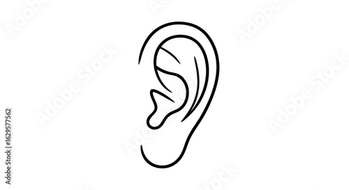 Abstract ear illustration with clean lines, evoking auditory perception and anatomical representation with simplistic elegance