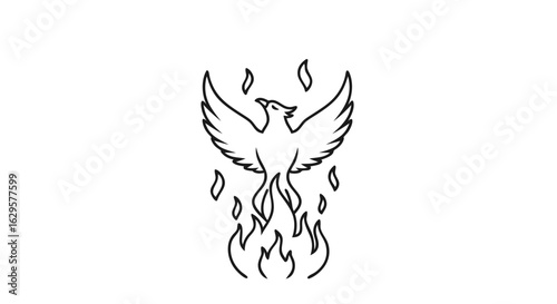 Elegant phoenix rising emblem conveying themes of hope rebirth and overcoming adversity with fiery spirit symbolising eternal cycle
