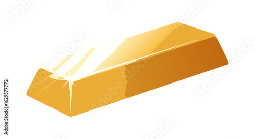 Illustrative Gold Bullion Rendering with Shimmering Surface on Clean Background  Image of Gold Bar Featuring Sparkles and Highlights on a Plain