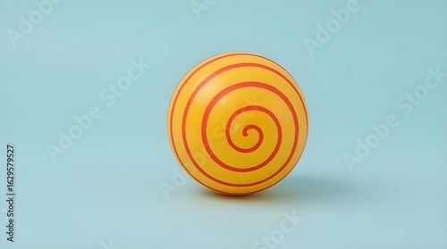 Single baby rubber ball toy in yellow and red spiral pattern