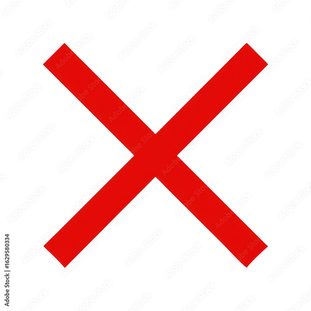 Obraz premium Bold red cross mark symbol isolated on transparent background