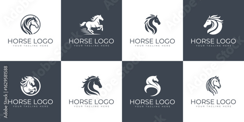 Elegant horse logos collection icon vector
