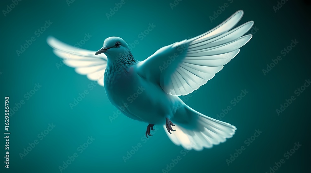 Obraz premium A fine art illustration of a holy spirit dove in rich deep teal