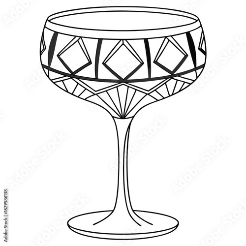 Elegant crystal glass with diamond pattern isolated on white background