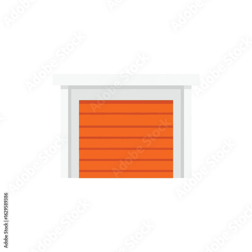 Orange Garage Door: Simple Flat Vector Illustration