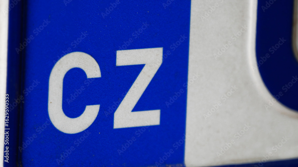 Obraz premium Close-up of CZ country code on Czech Republic license plate
