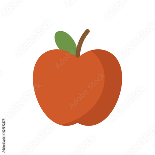 Flat red apple icon often symbolizing education, healthy eating, or gift for teachers in academic settings.
