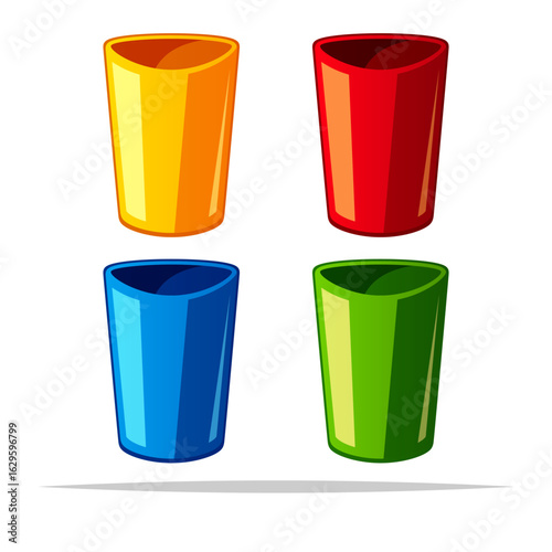 Colorful drinking cups vector isolated illustration