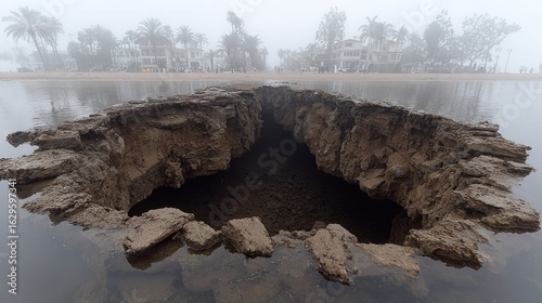 Coastal land erosion, a gaping hole