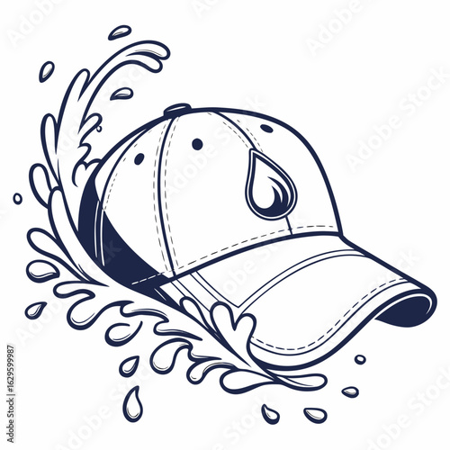 Stylish baseball cap with a water splash and a drop logo design