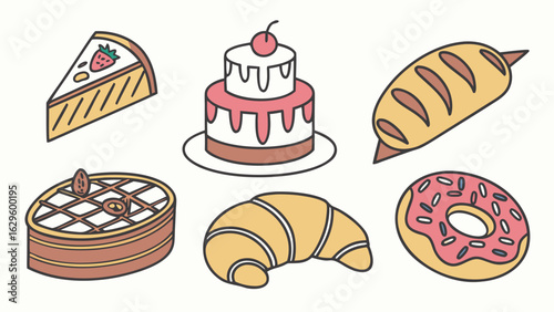 set of different cakes