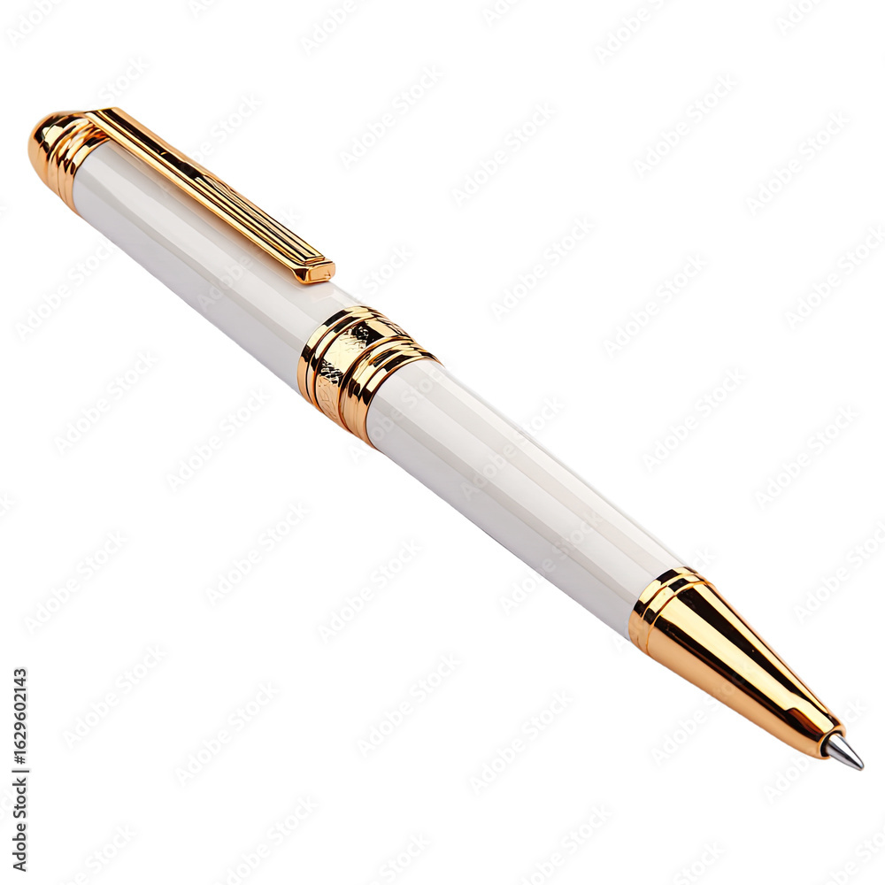 Naklejka premium White Pen with Gold Accents