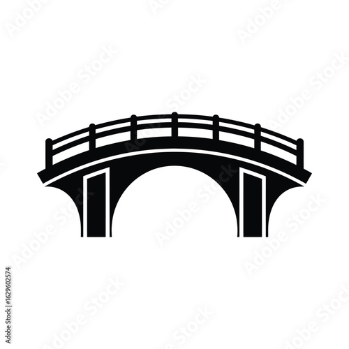 Silhouette of a bridge isolated on white background, an architectural marvel connecting two points with elegance and structural integrity