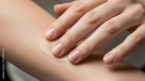 Wallpaper Mural Applying protective adhesive bandage to arm skin for healthcare treatment Torontodigital.ca