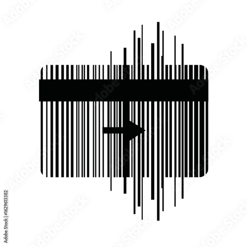 Credit card silhouette with transfer arrow, abstract digital commerce