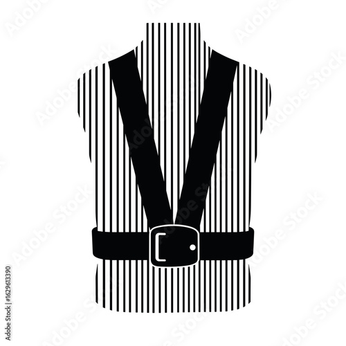 Black and white seatbelt silhouette abstract, safety and design concept