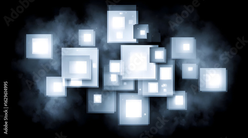 grid with electrified AI patterns and fading code impressions in high contrast