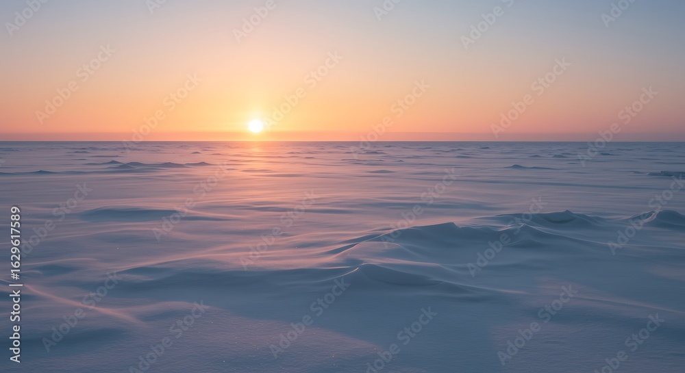 Fototapeta premium Arctic Sunrise: Snowscape at Dawn