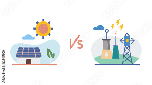 Solar energy versus fossil fuel power plants comparison for renewable energy sources and sustainability focus