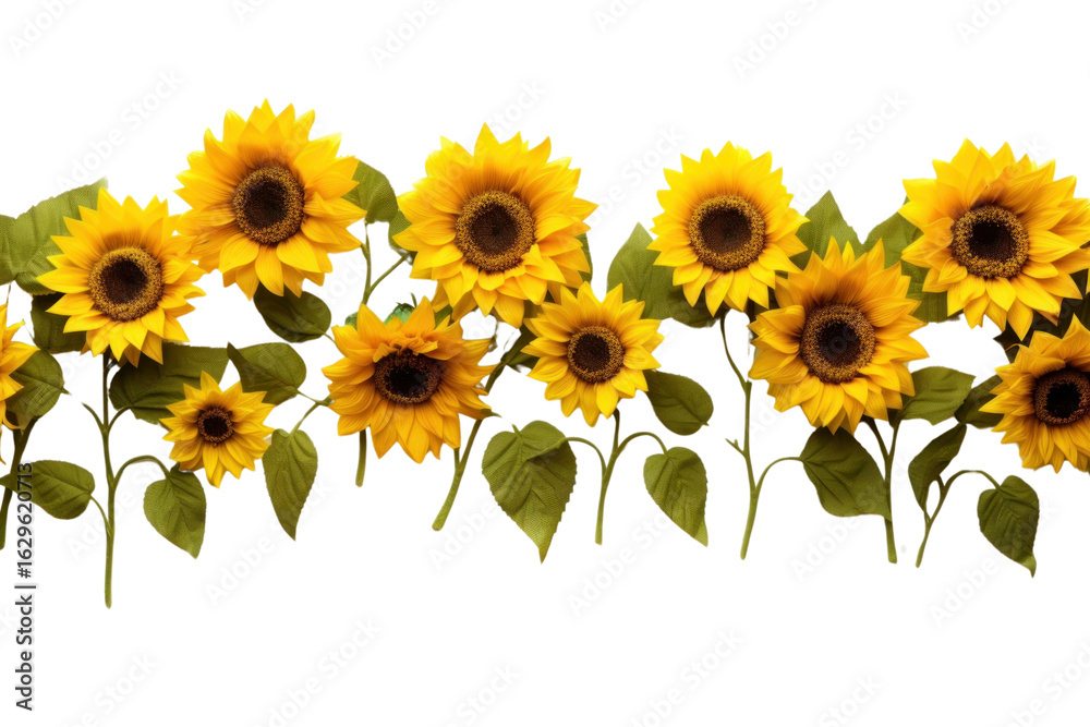 Naklejka premium PNG Vibrant sunflowers on white background