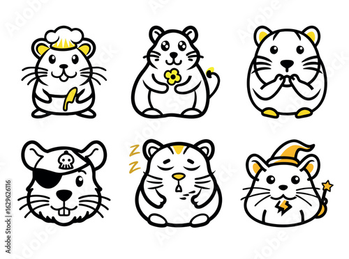 Adorable Cartoon Hamster Icon with a mint of yellow